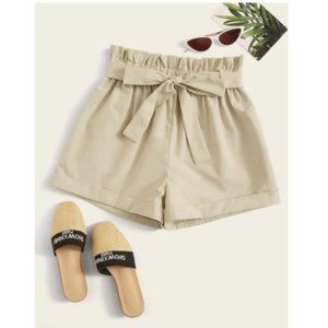 SHEIN Solid Waist Belted Shorts